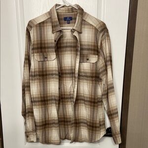 George Tan and Cream Plaid Shirt
